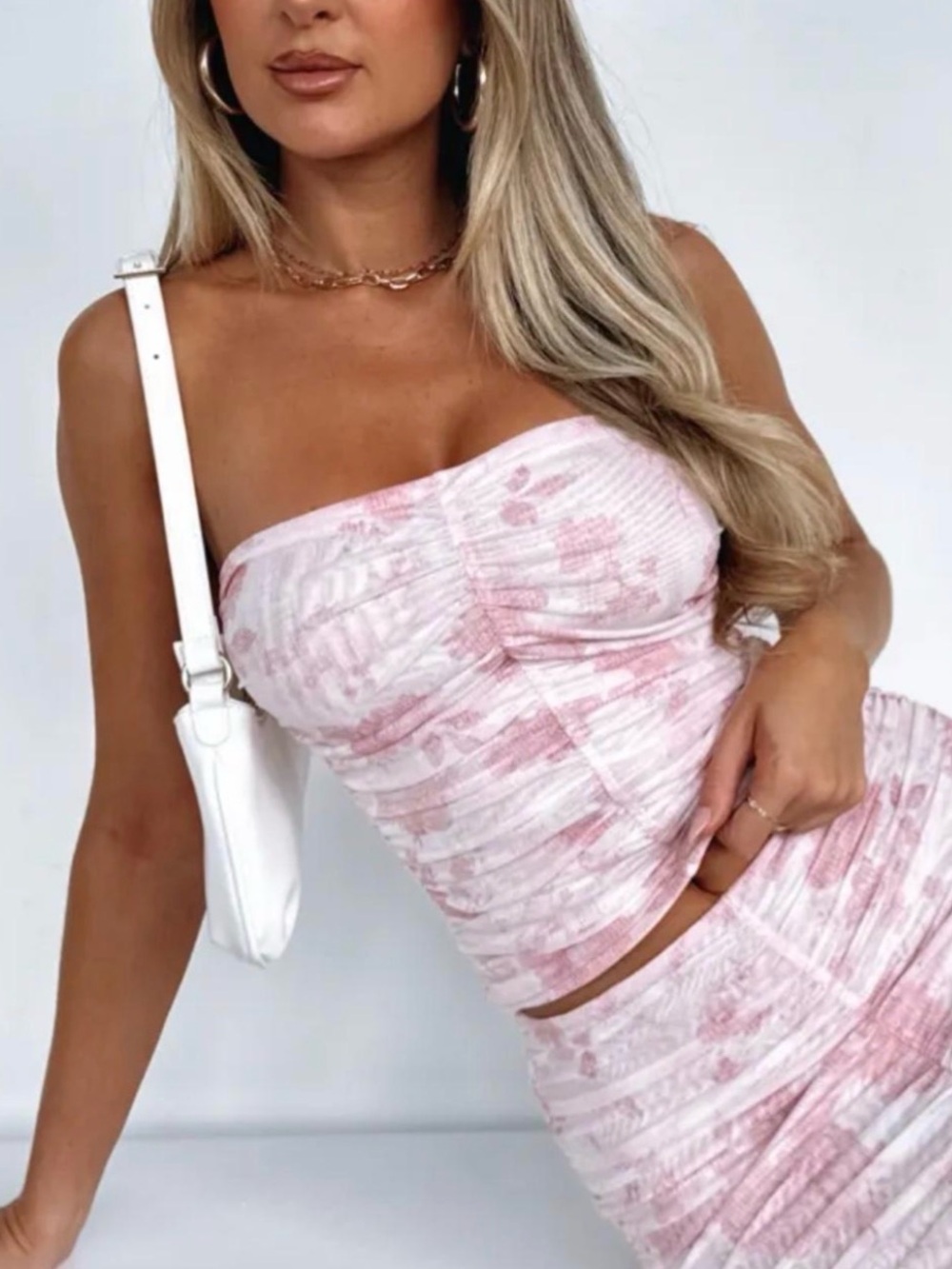 NWOT WHITE FOX XS Strapless Pink Floral Ruched Women’s Tube Top